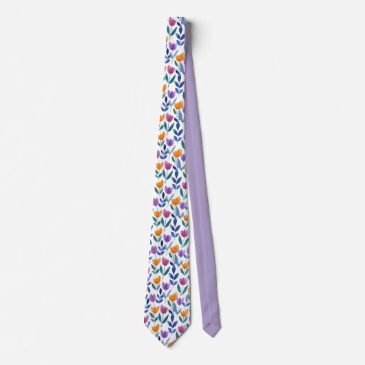 Cravate Motif floral de tulipe coloré (Devant)