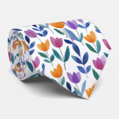 Cravate Motif floral de tulipe coloré (Roulé)