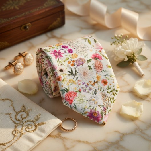 Cravate Motif floral délicat