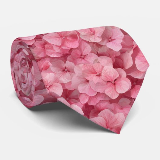 Cravate Motif floral d'hydrangea rose (Roulé)