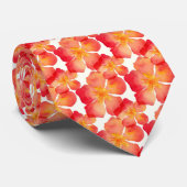 Cravate Motif floral d'oléandre orange (Roulé)