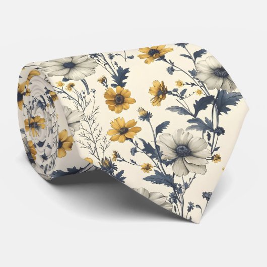 Cravate Motif Floral fleur sauvage Plutôt Fleur (Roulé)
