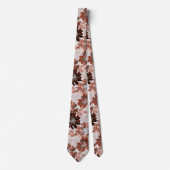 Cravate Motif floral gris-marron. (Devant)