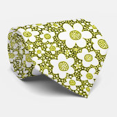 Cravate Motif floral - jaune, noir et blanc (Roulé)