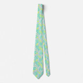Cravate Motif floral jaune vert mou (Devant)