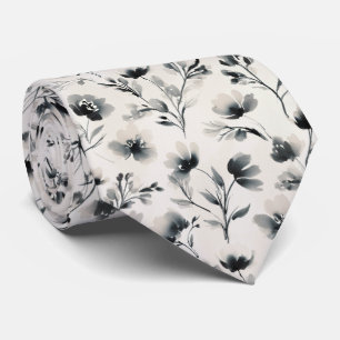 Cravate Motif floral lavis à l'encre