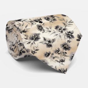 Cravate Motif floral lavis à l'encre