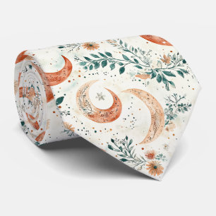 Cravate Motif floral lunaire bohème rustique (4)