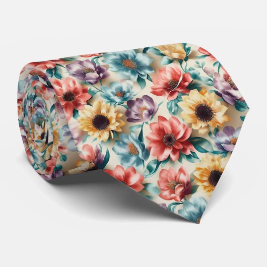 Cravate Motif floral multicolore (Roulé)