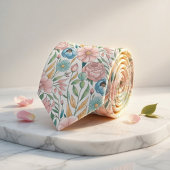 Cravate Motif floral pastel doux