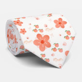 Cravate Motif floral pêche (Roulé)