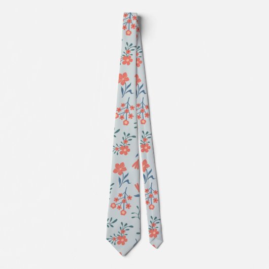 Cravate Motif floral Prairie de corail (Devant)