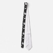 Cravate Motif Floral rétro noir et blanc (Dos)