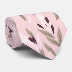 Cravate Motif floral rétro rose violet rouge