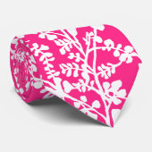 Cravate Motif Floral rose et blanc (Roulé)