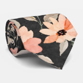 Cravate Motif floral rose noir (Roulé)