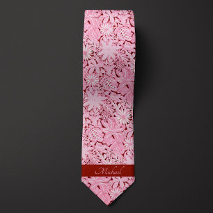 Cravate Motif floral rose poudré