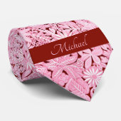Cravate Motif floral rose saumon (Roulé)