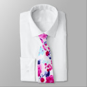 Cravate Motif floral rouge, pourpre, et rose lumineux (Attaché)