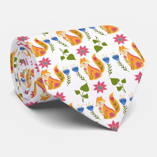 Cravate Motif floral rusé assez en pastel (Roulé)
