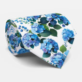 Cravate Motif floral sans couture Hydrangeas bleues & Euca (Roulé)