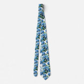 Cravate Motif floral sans couture Hydrangeas bleues & Euca (Dos)
