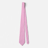 Cravate Motif floral simple rose et blanc (Devant)