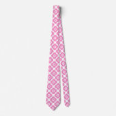 Cravate Motif floral simple rose et blanc (Devant)