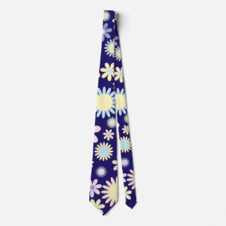 Cravate Motif floral sur fond bleu