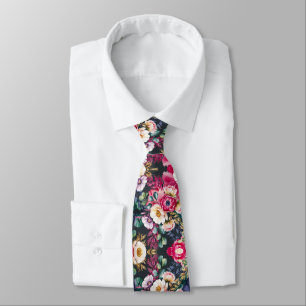Cravate Motif floral sur fond sombre