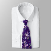 Cravate Motif floral sur Net 01 D Violet BG (Attaché)