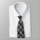 Cravate Motif floral tableau noir (Attaché)