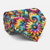 Cravate Motif floral Tie-Dye psychédélique (Roulé)