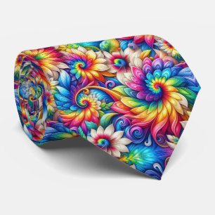 Cravate Motif floral Tie-Dye psychédélique