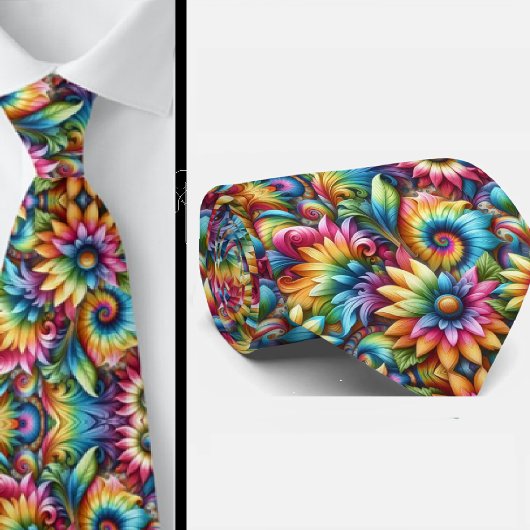 Cravate Motif floral Tie-Dye psychédélique