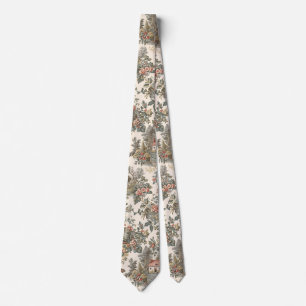 Cravate Motif floral toile française de ferme rustique vin