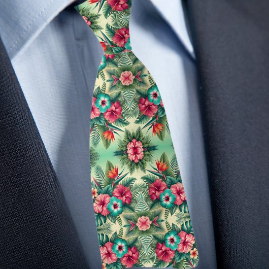 Cravate Motif Floral Tropical