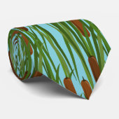 Cravate Motif floral vert de queues de chat (Roulé)