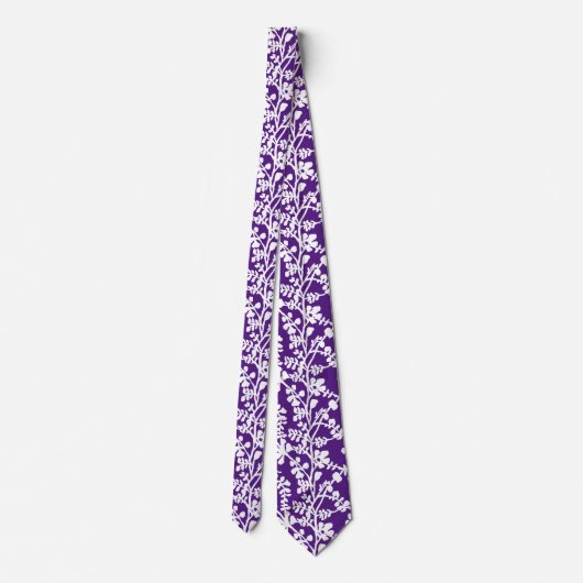 Cravate Motif Floral Violet Et Blanc (Dos)