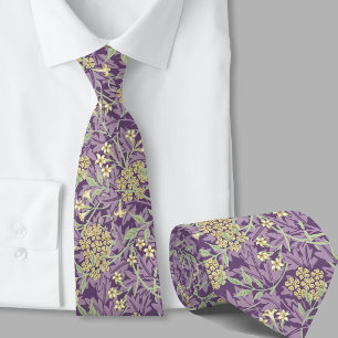 Cravate Motif floral violet inspiré de William Morris