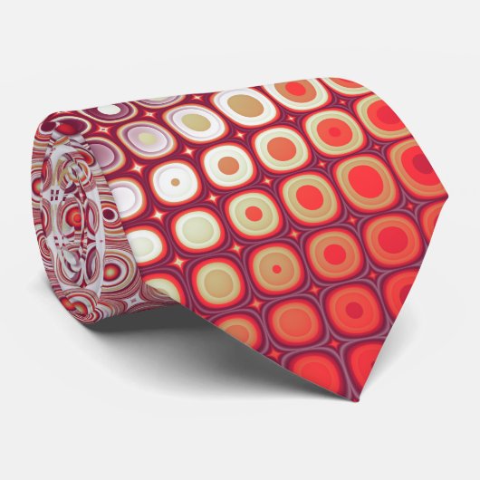 Cravate Motif fractal point rouge rétro (Roulé)