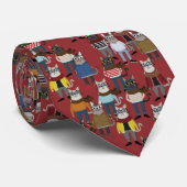 Cravate Motif frais de chat de hippie (Roulé)