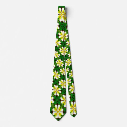 Cravate Motif frangipanier jaune (Devant)