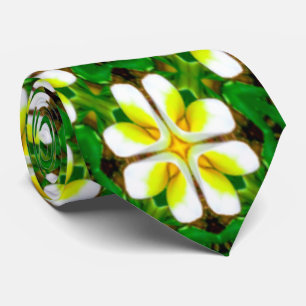 Cravate Motif frangipanier jaune
