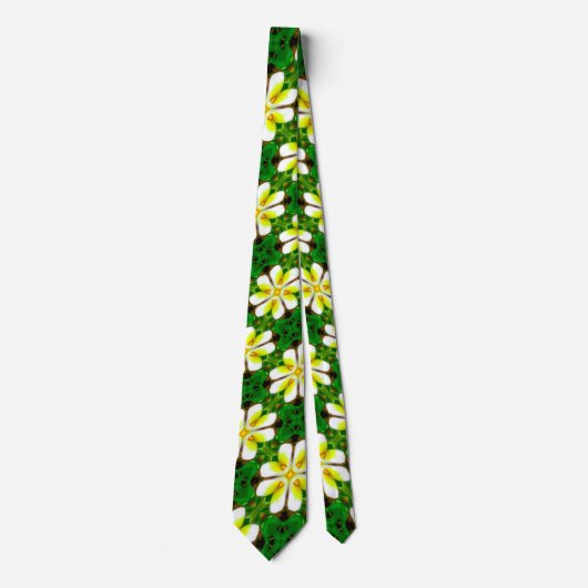 Cravate Motif frangipanier jaune (Devant)