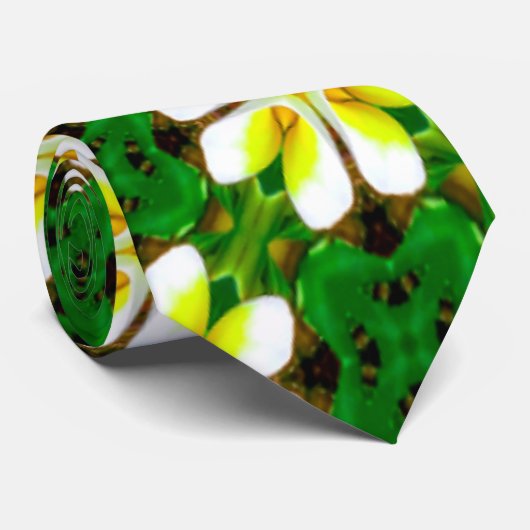 Cravate Motif frangipanier jaune (Roulé)