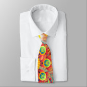 Cravate Motif funky rétro Abstrait Bohème (Attaché)