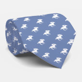 Cravate Motif Galloping Horseman| Derby gris bleu (Roulé)