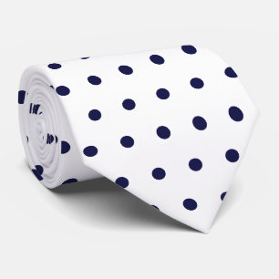 Cravate Motif géométrique à pois blanc et marine Cercles