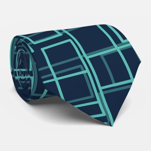 Cravate Motif géométrique abstrait de grille bleu clair (Roulé)